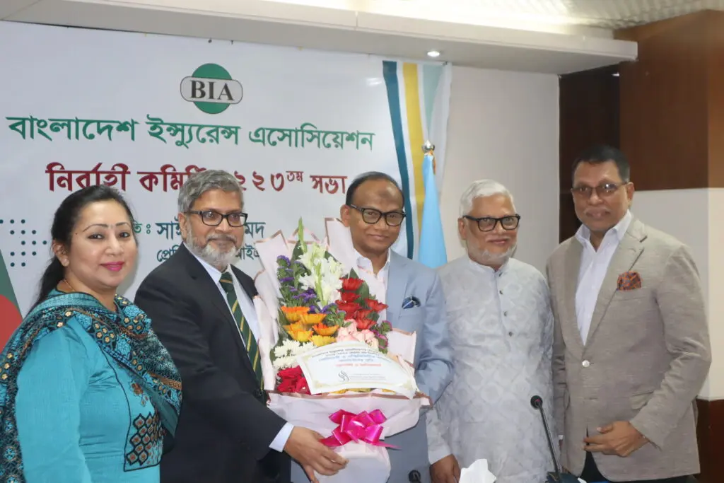 Flowers presented at a Bangladesh Insurance Association executive committee meeting